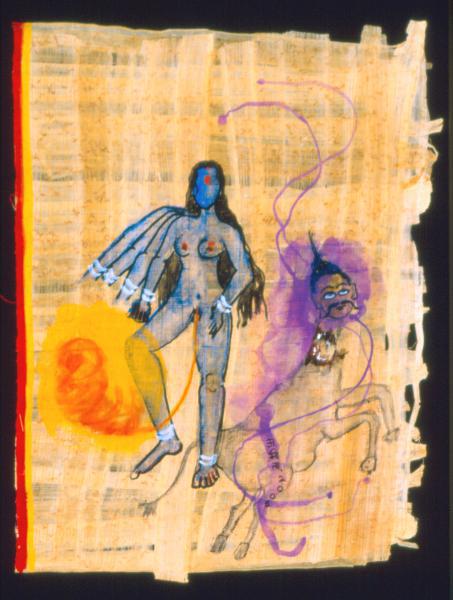 "Untitled," 2005, Watercolor on Papyrus, 7 x 5 Inches
