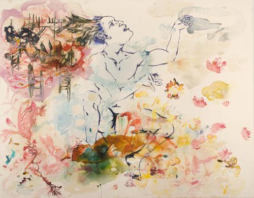 "Immoveable 1 (Open-Eyed)," 2008-9, Acrylic Paint, Resin, Watercolor and Ink on Canvas, 84 x 108 Inches