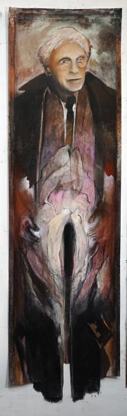 “Muse: Alfred Stieglitz,” 2018, Oil, Pastel, and Photo on Paper, 80 x 24 Inches