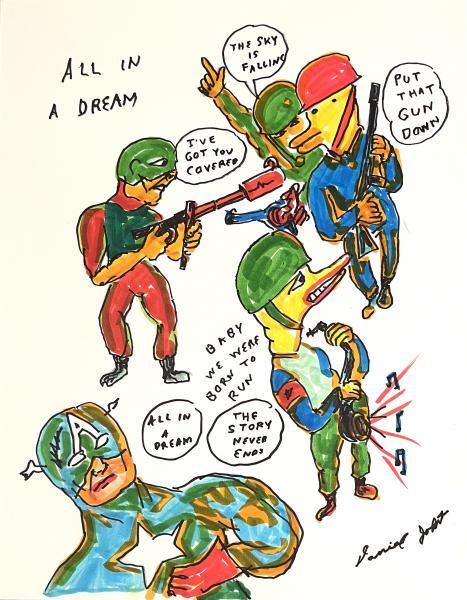 "All in a Dream," 2010, Colored Marker on Card Stock Paper, 11 x 8.5 inches