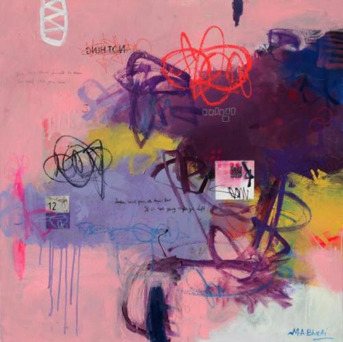 "Chaos Within the Lines," 2024, Mixed Media on Canvas, 36 x 36 inches