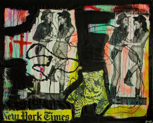 "New York Crimes," 2013, Mixed Media, 48 x 60 x 1.5 Inches