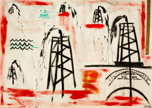 "Water and Oil," 2011, Mixed Media, 60 x 94 x 2.5 Inches