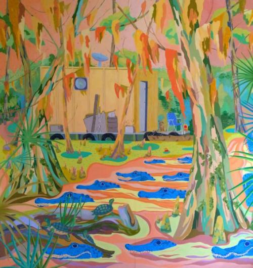 "Eyes of the Bayou," 2014, Oil on Ampersand, 72 x 72 Inches