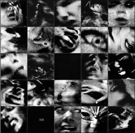Faithless Grottoes Series: "Fragments of a Celestial Abattoir," 2004, Polyptych of 25 Toned Gelatin Silver Prints Diabond Aluminum, Edition of 8 Approximately 40 x 40 Inches, each print 8 x 8 inches