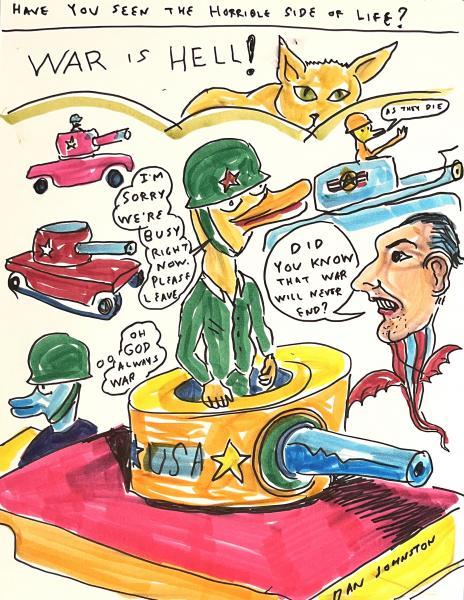 "Have You Seen the Horrible Side of Life," 2010, Colored Marker on Card Stock Paper, 11 x 8.5 inches