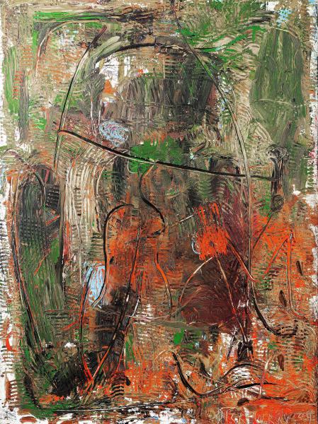“Untitled,” 2004, Oil, Mixed Media on Wood, 60 x 44 Inches