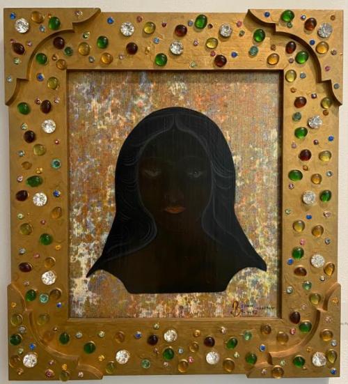 "The Black Virgin (Spain)," 1992, Acrylic on Board, 18.5 x 17 Inches 