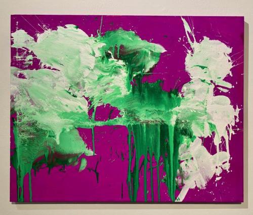 "White and Green on Violet," 2018, Acrylic on Canvas, 24 x 30 Inches