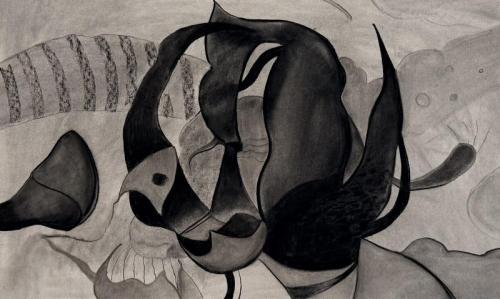 "Composition 7," Charcoal on Paper, 27.5 x 43.3 inches