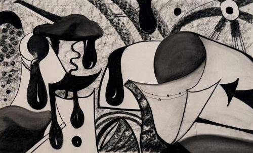 "Composition 2," Charcoal on Paper, 27.5 x 43.3 inches