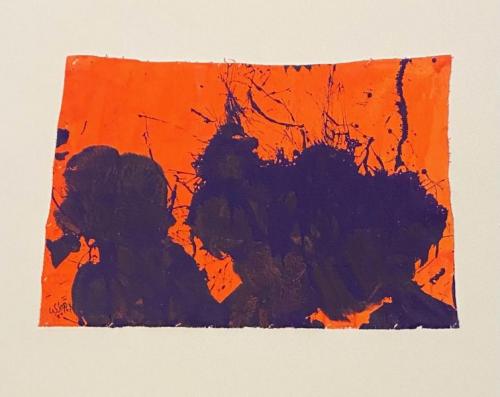 "Blue on Orange," 2016, Acrylic on Canvas, 19 x 30.5 Inches