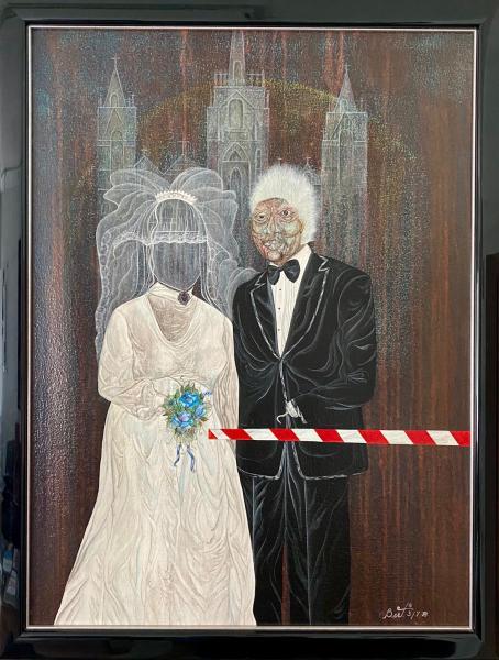 "Marriage Made in Hell," 1978, Acrylic on Canvas, 42.5 x 32 Inches