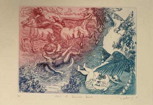 "Apollo at Bermuda Beach," 1998, Etching on Paper, Edition 10/30, 8.5 x 12 Inches