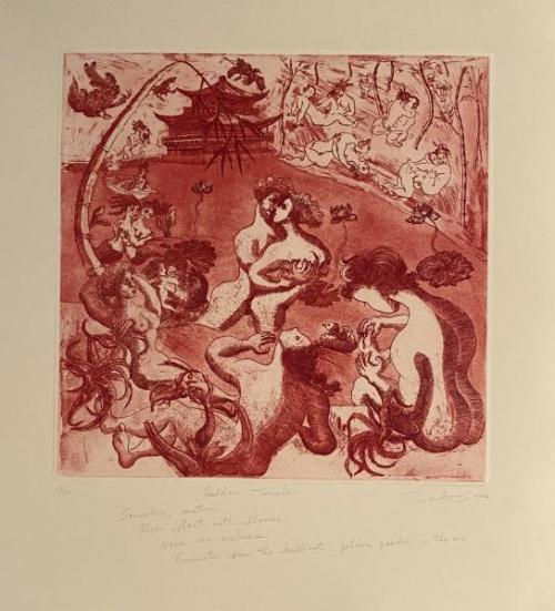 "Golden Temple," 2002, Etching on Paper, Edition 15/30, 12 x 12 Inches