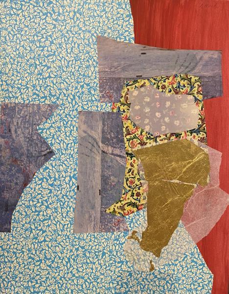 "Florentine," Circa 1983, Mixed Media and Gold Leaf Collage Painting, 20 x 16 Inches