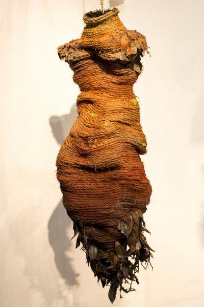“Lena Tuber,” 2015, Rope and Mixed Media, 54 x 17 x 11 Inches