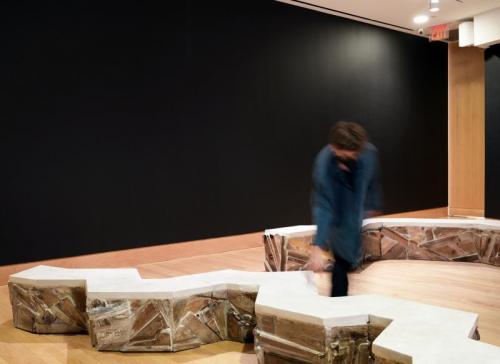 "UKR|RUS," 2024, reclaimed wood, concrete, glass, plaster, and ground marble, The Ukrainian Museum, New York, NY