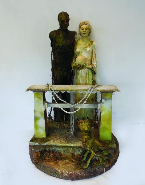 "Matrimony," 2001 - 2012, Paper Mache and Mixed Media, 74 x 48 x 48 Inches