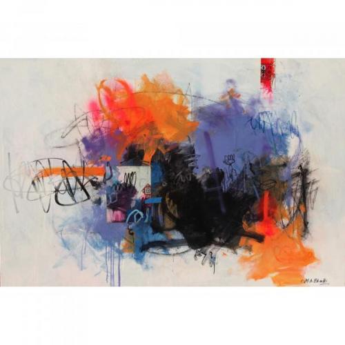 "Moonlight Sonata," 2024, Mixed Media on Canvas, 40 x 60 inches