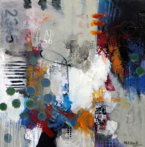 "Mystic Convergence," 2024, Mixed Media on Canvas, 46 x 46 inches