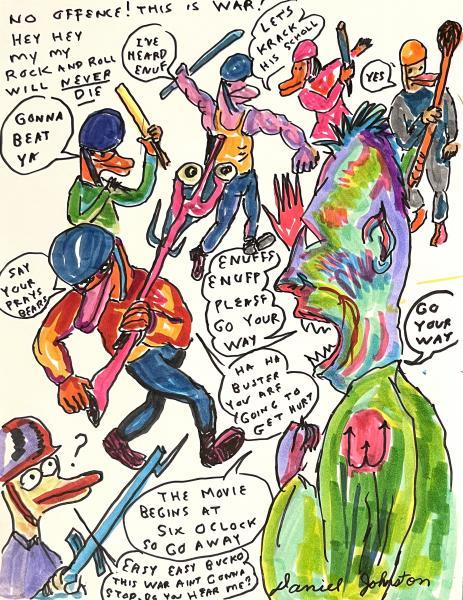 "No Offence!," 2010, Colored Marker on Card Stock Paper, 11 x 8.5 inches