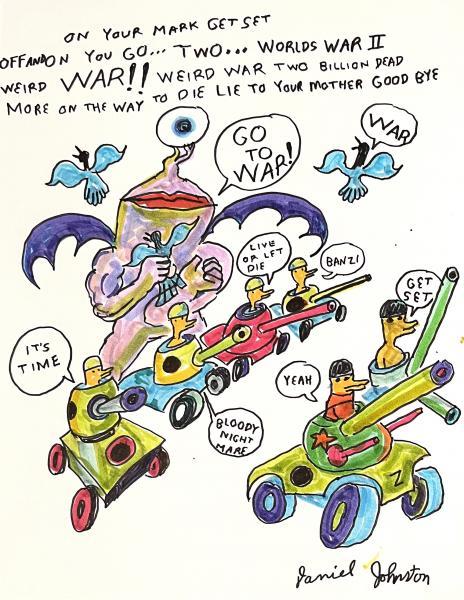 "On Your Mark Get Set," 2010, Colored Marker on Card Stock Paper, 11 x 8.5 inches