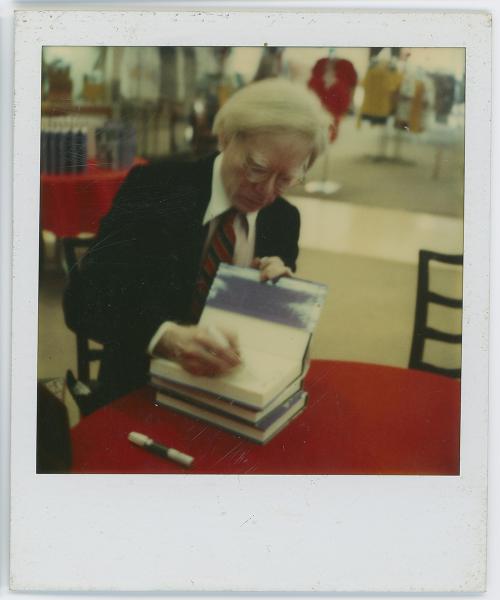 "Andy Warhol at a Book Signing in Houston," 1978, Integral Dye Diffusion Print (Polaroid)