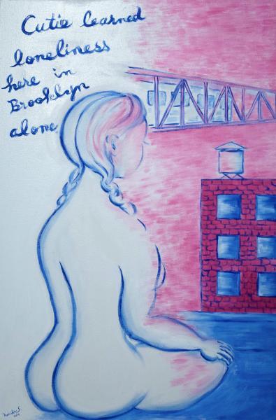 “Cutie Learned Loneliness Here in Brooklyn,” 2020, Oil on Canvas, 36 x 24 Inches