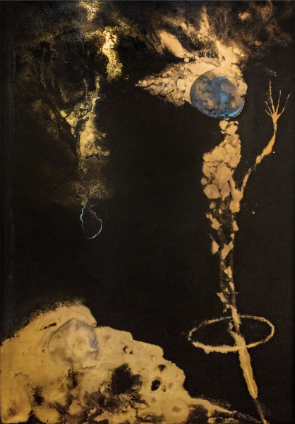 Large Bronze Powder Canvases: "Beyond My Wildest Dreams," 1992, Bronze Powder and Acrylic on Canvas, 93 x 65 Inches