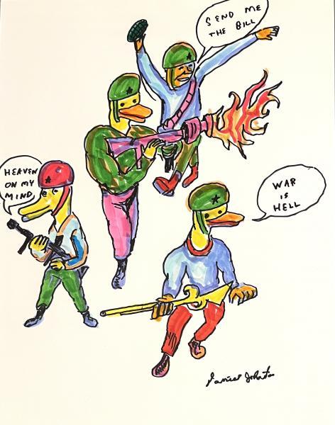 "Send Me the Bill," 2010, Colored Marker on Card Stock Paper, 11 x 8.5 inches