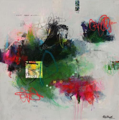 "Shadows of Harmony," 2024, Mixed Media on Canvas, 36 x 36 inches