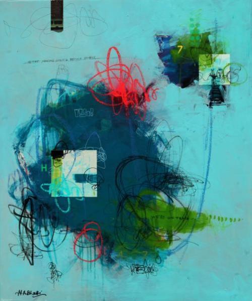 "Squares of Peace," 2024, Mixed Media on Canvas, 36 x 30 inches