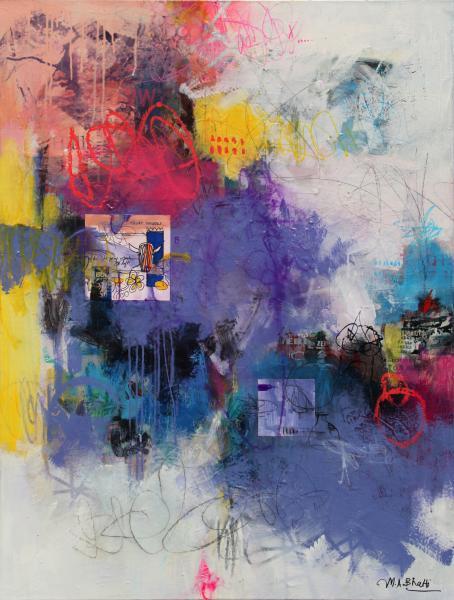 "Symphony of Shapes," 2024, Mixed Media on Canvas, 42 x 32 inches