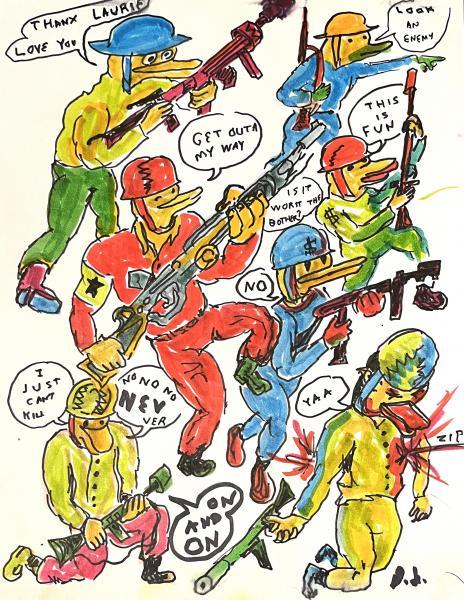 "Thanx Laurie, Love You, 2010, Colored Marker on Card Stock Paper, 11 x 8.5 inches