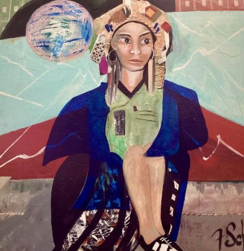 "The Seer," 2025, Mixed Media on Canvas, 36 x 36 inches