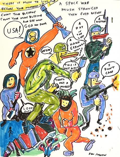 "There is Mush to Live For," 2010, Colored Marker on Card Stock Paper, 11 x 8.5 inches