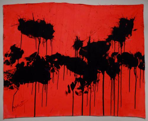 "Black on Red – October 30, 2012," 2012, Acrylic on Canvas, 38 x 47 Inches