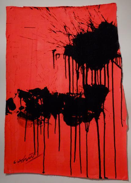 "Black on Red – October 30, 2012," 2012, Acrylic on Canvas, 32 x 22 Inches