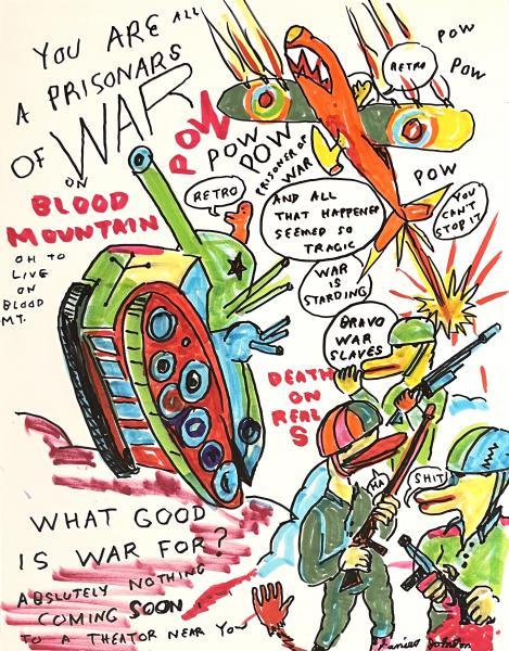 "You Are All Prisoners of War," 2010, Colored Marker on Card Stock Paper, 11 x 8.5 inches