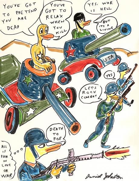 "You’ve Got to Pretend You are Dead," 2010, Colored Marker on Card Stock Paper, 11 x 8.5 inches