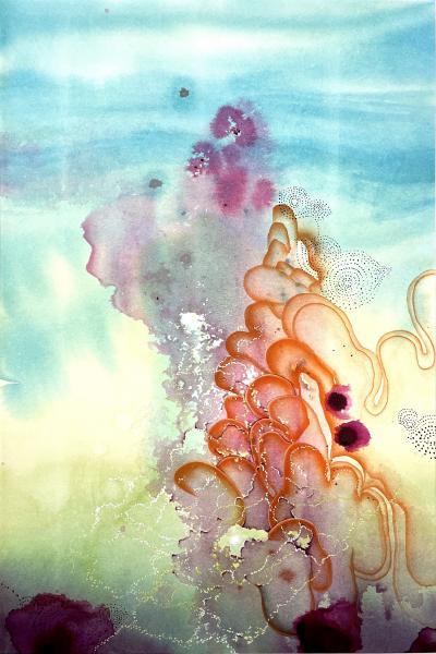 "Zephyr," 2023, Watercolor, Gouache, and Acrylic on Paper, 22 x 15 inches