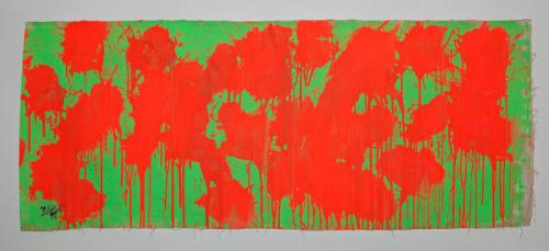"Red on Green – May 28, 2009," Acrylic on Canvas, 83 x 123 Inches