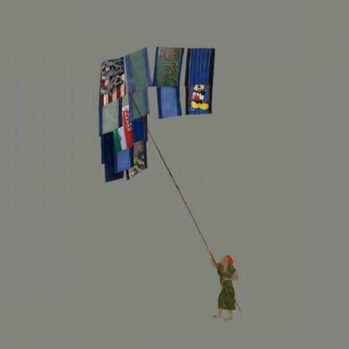 "Kite Runner," 2010, Archival Inkjet Print of Digital Collage, Edition of 6, 13 x 13 Inches