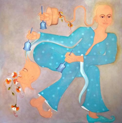 "Sing Songs of Peace," 2025, Oil on Canvas, 48 x 48 Inches