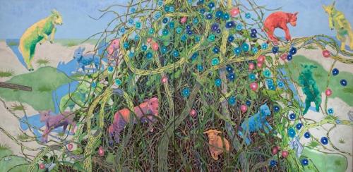 "All Too Well (Lambland)," 2019, Oil on Canvas, 72 x 144 Inches