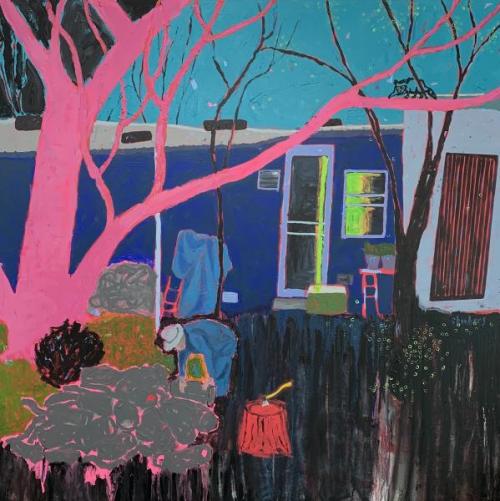 "Blue Tarp," Oil and Acrylic on Canvas, 60 x 60 Inches