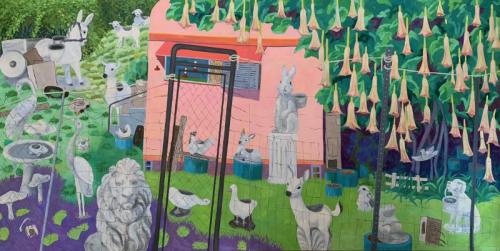 "Don’t Worry There is a Guard at the Gate," 2018, Oil on Canvas, 72 x 144 Inches
