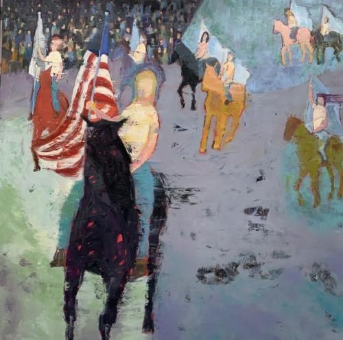 "Hometown Parade," 2020, Oil on Canvas, 60 x 60 Inches