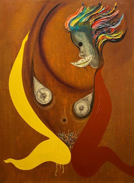 "Sensitivity to Sexitivity," 1977, Acrylic on Canvas with Safety Pins, 40 x 30 Inches